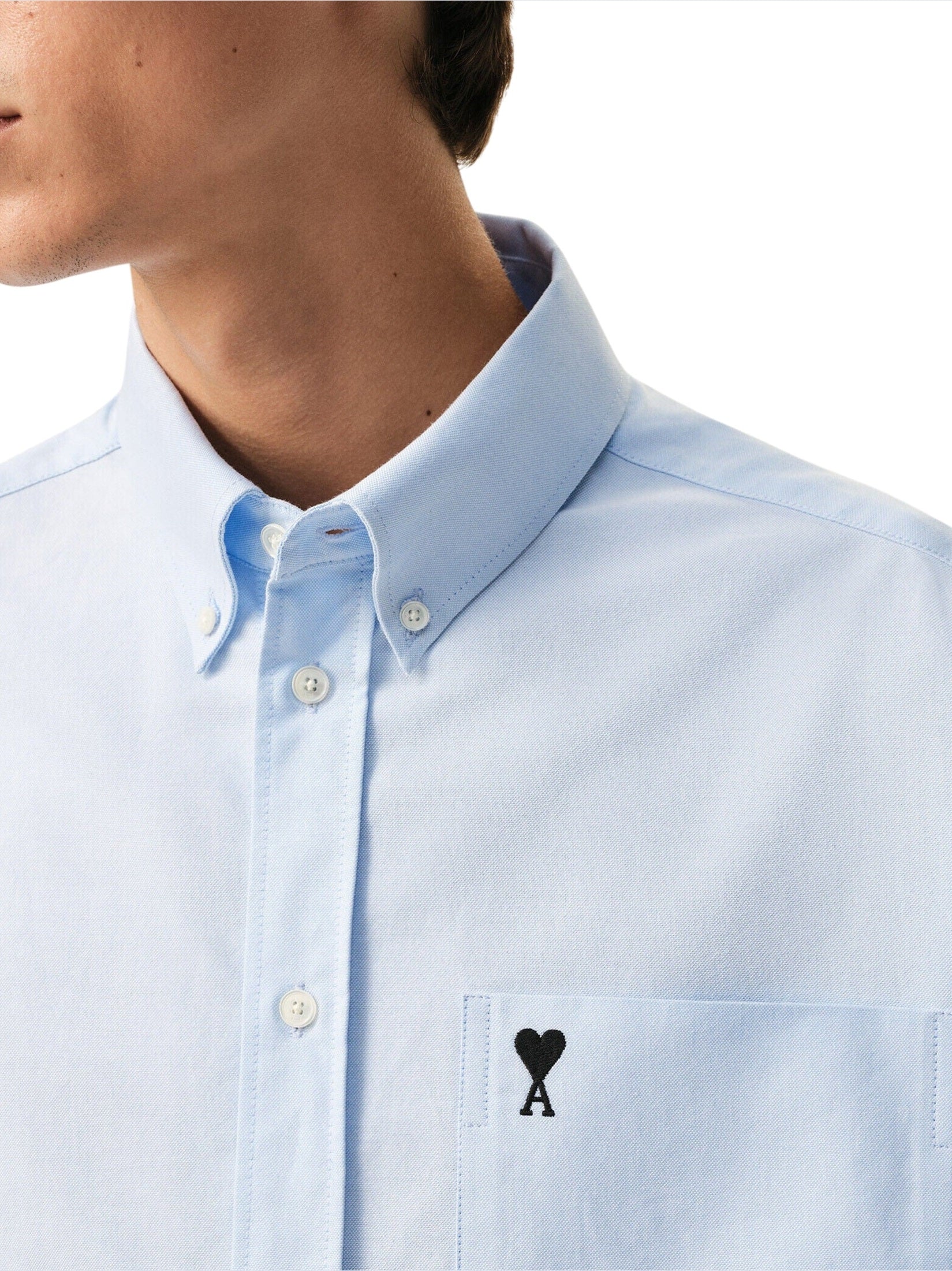 Boxy short sleeve shirt with button down collar
