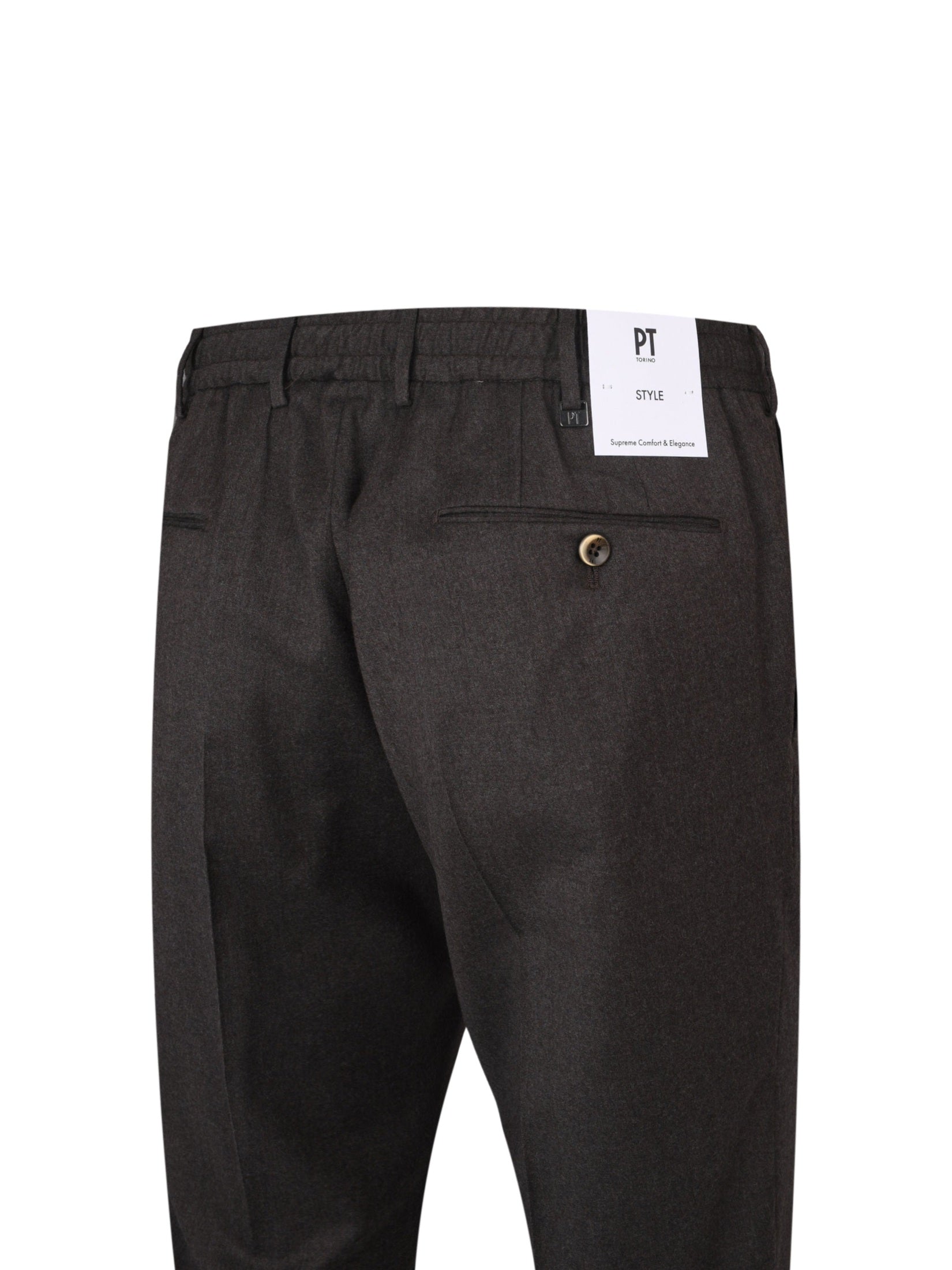 Pantalone slim flat front diagonal pockets elastic waistband with drawstring unfinished b.