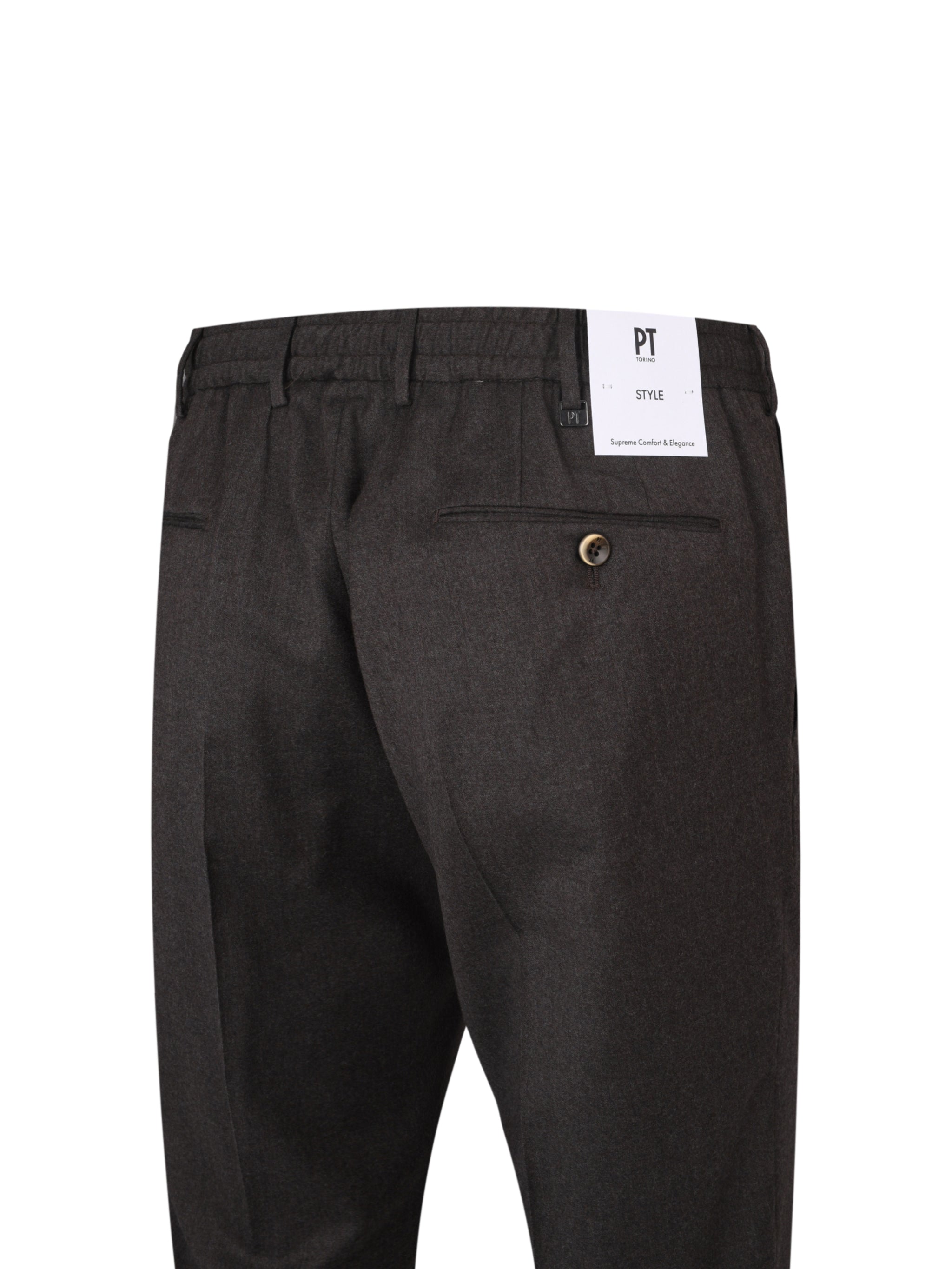 Pantalone slim flat front diagonal pockets elastic waistband with drawstring unfinished b.