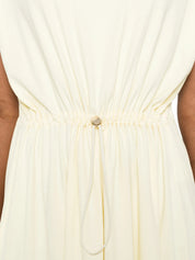 Ribbed jersey sack dress with knit brilliant shoulder detail