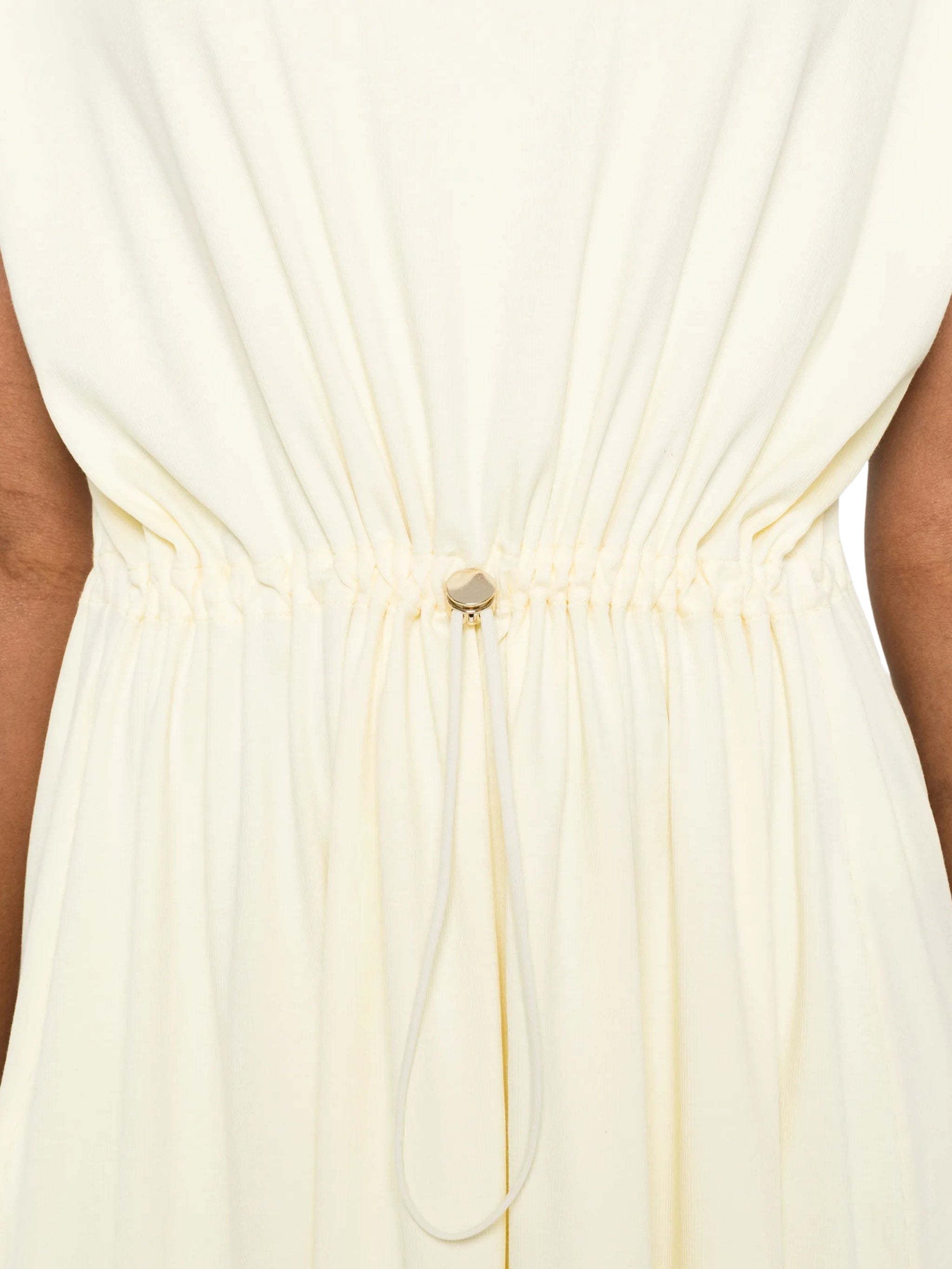 Ribbed jersey sack dress with knit brilliant shoulder detail