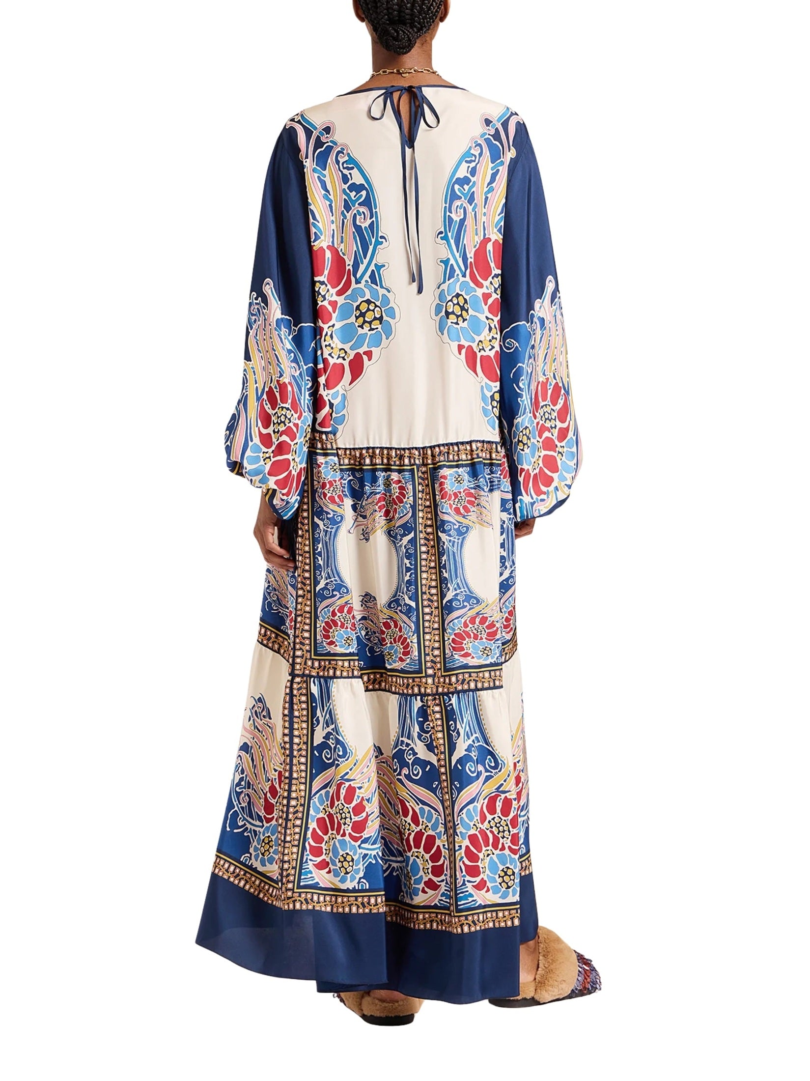 Vesta dress lemuria placée blue in silk voile