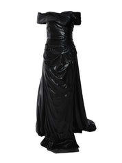 GOLD LAME OFF-SHOULDER DRESS