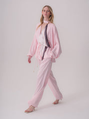 Two-Piece Blouse with Printed Scarf Detail