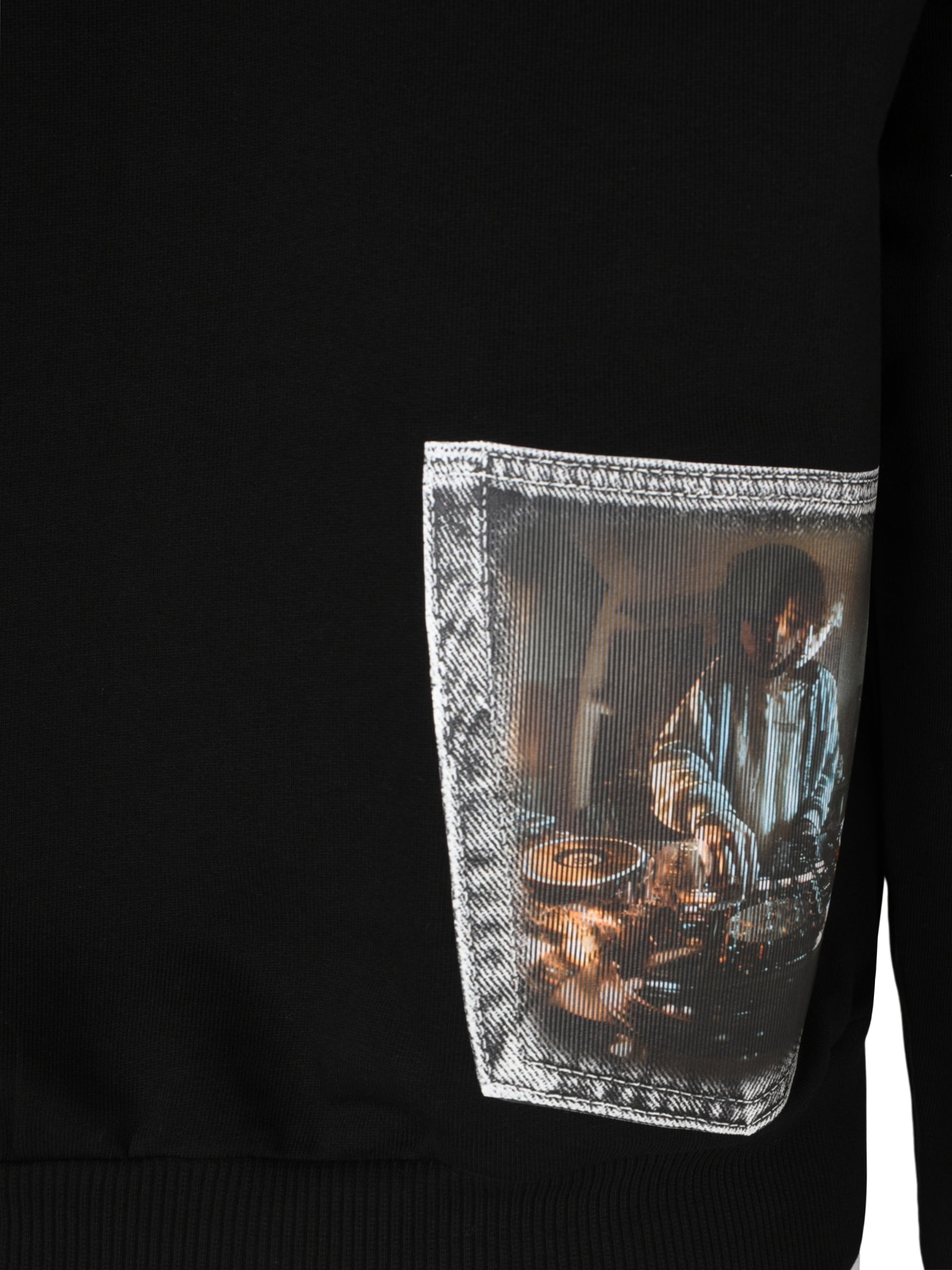 Hoodie brushed mono black r01