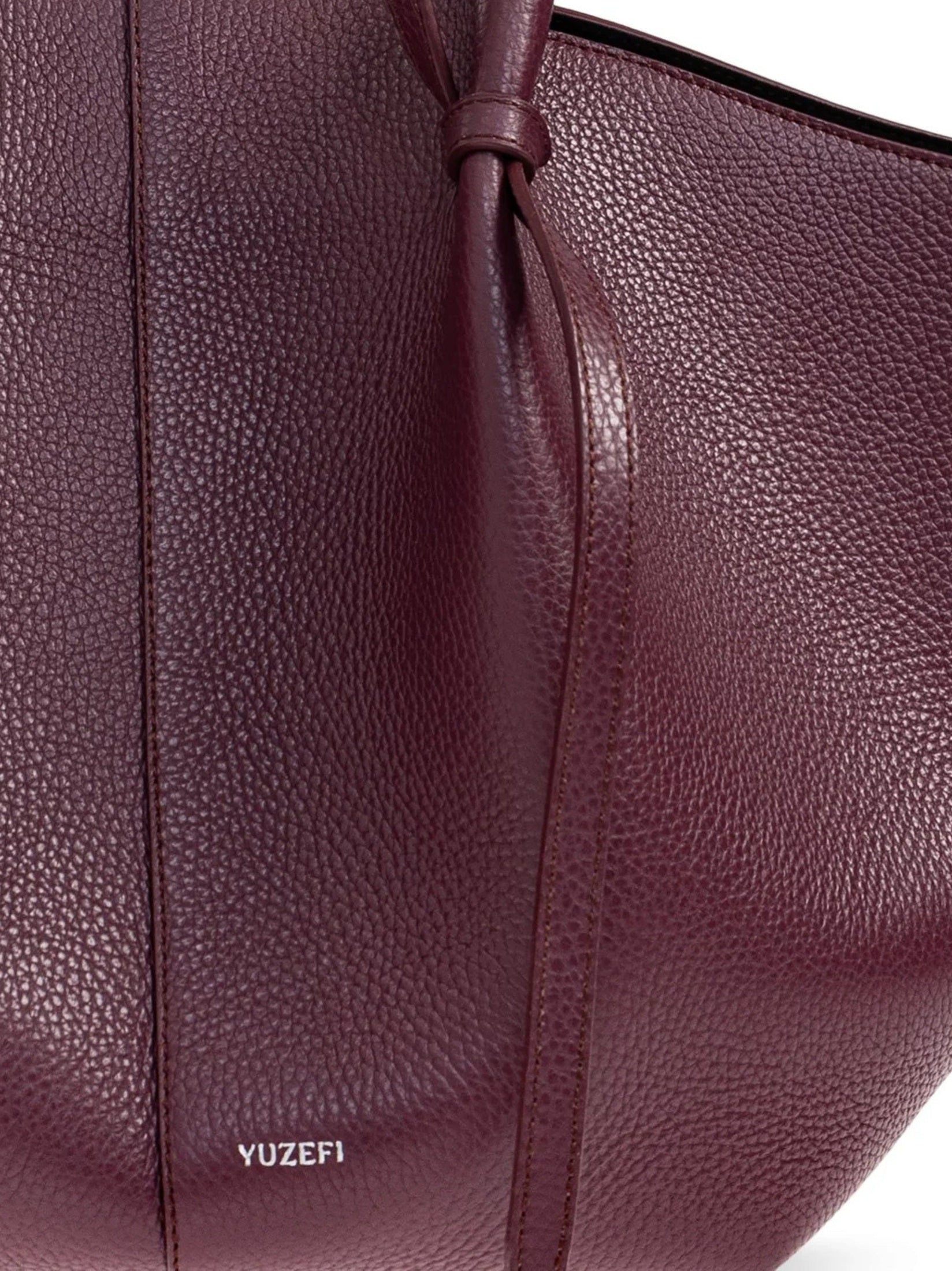 Large mochi wine pebble grained leather