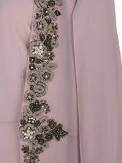 Pink Plain Dress With Cape