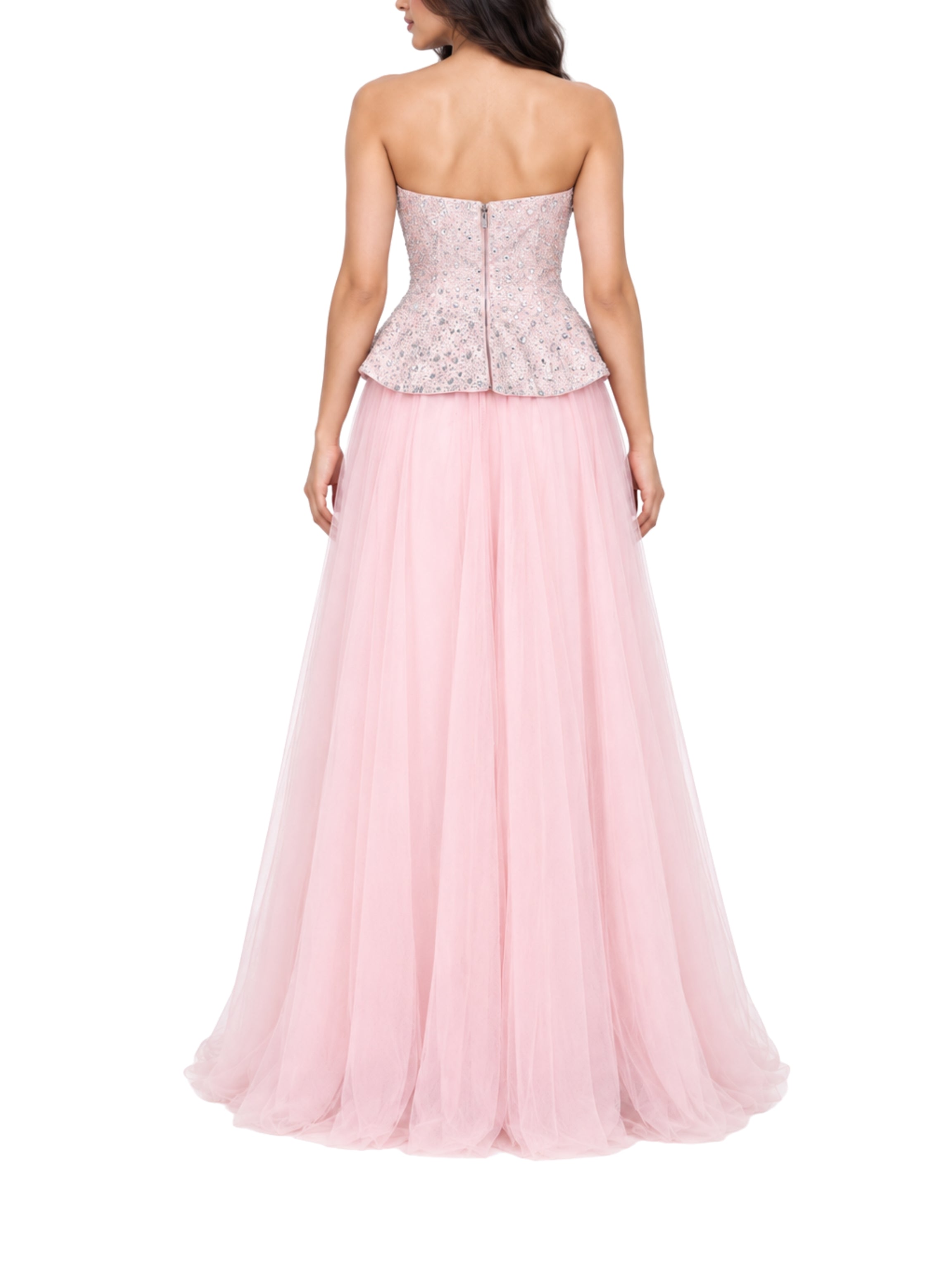 Crystal Corset & Tulle Skirt Maxi Dress
