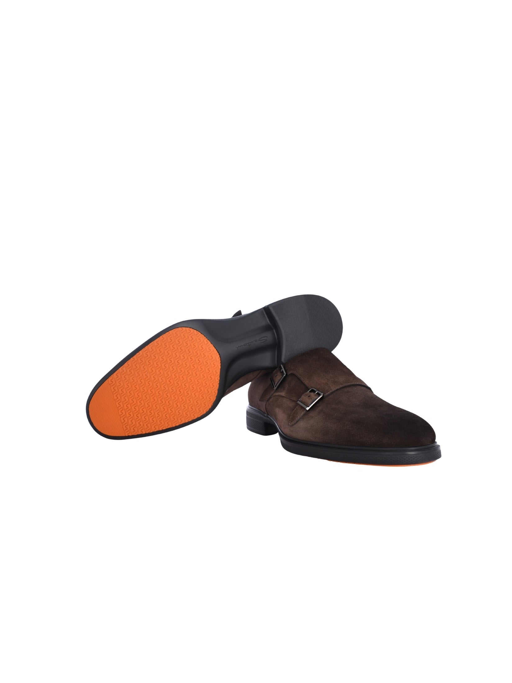Men's brown suede monk shoes