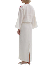 Long kimono sleeve tunic style top, with deep v-neck