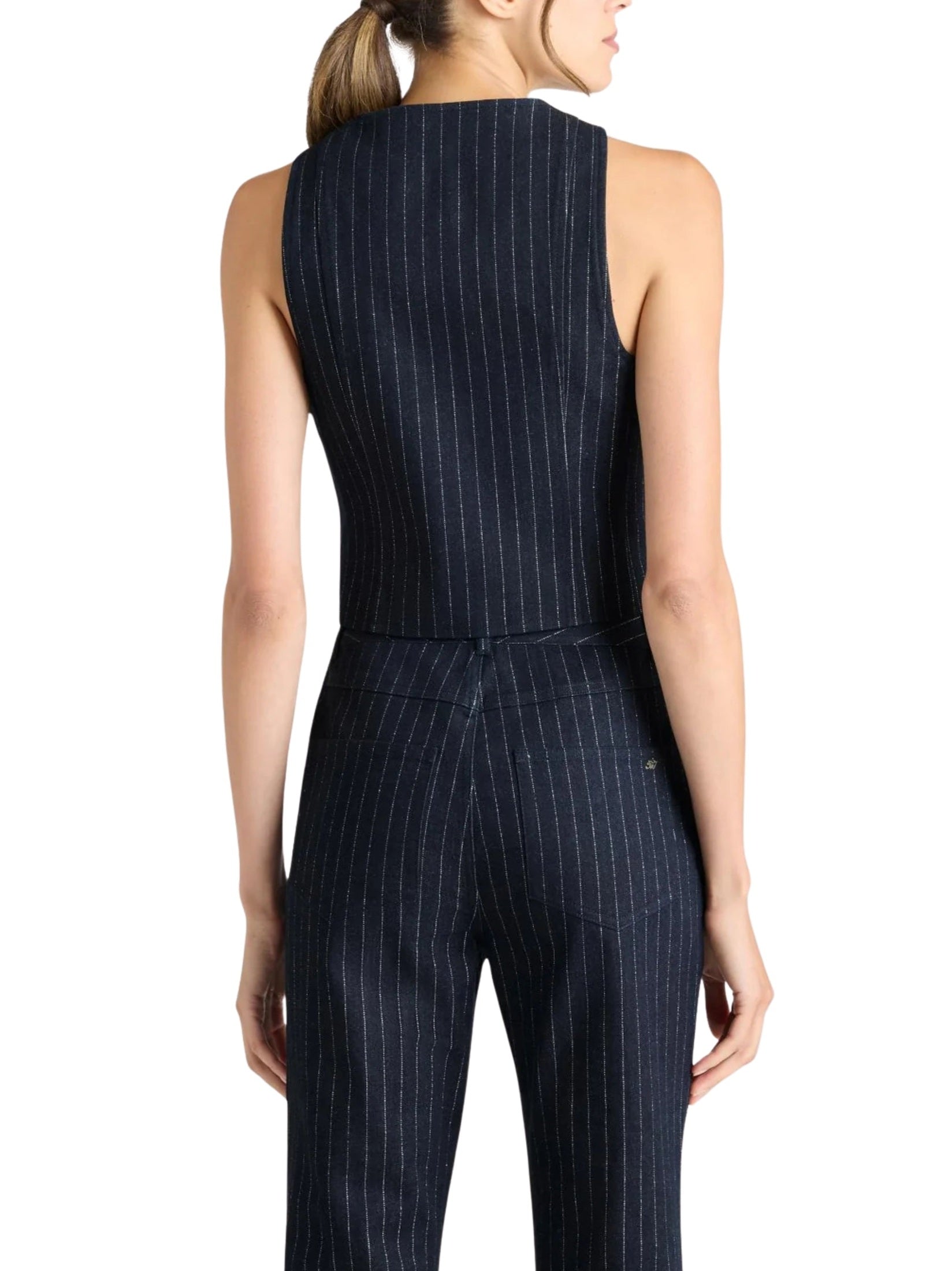 Anderson Pinstripe Embellished Top