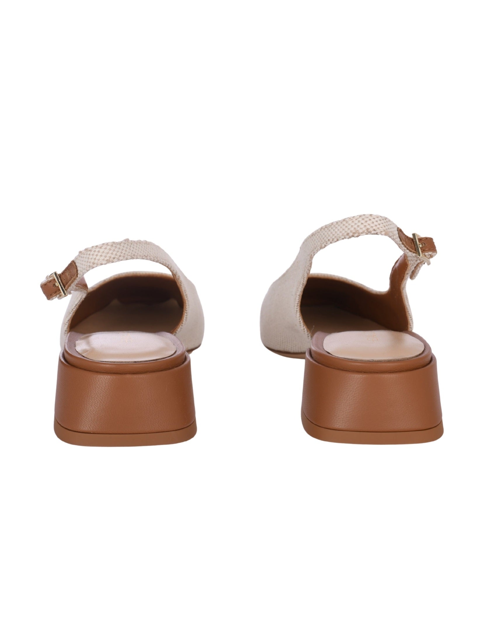 Slingback nappa & canvas tan & beige