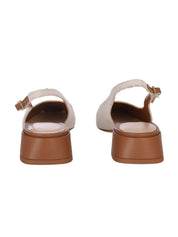 Slingback nappa & canvas tan & beige