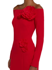 Off-the-shoulder gown with flattering seam detail