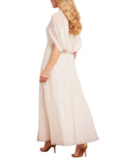 Scallop sequin cape ankle gown