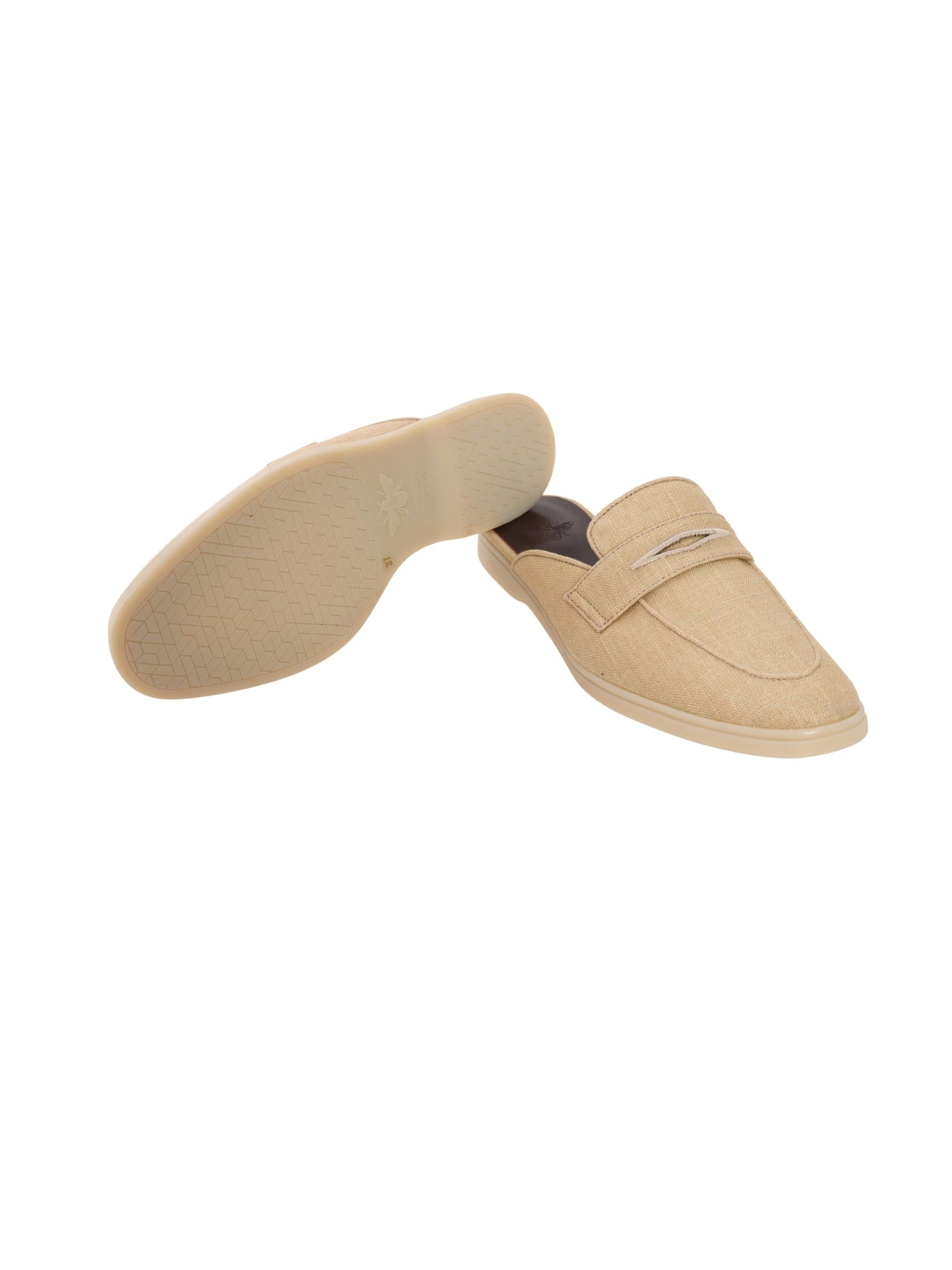 Raffia weave and cotton slippers