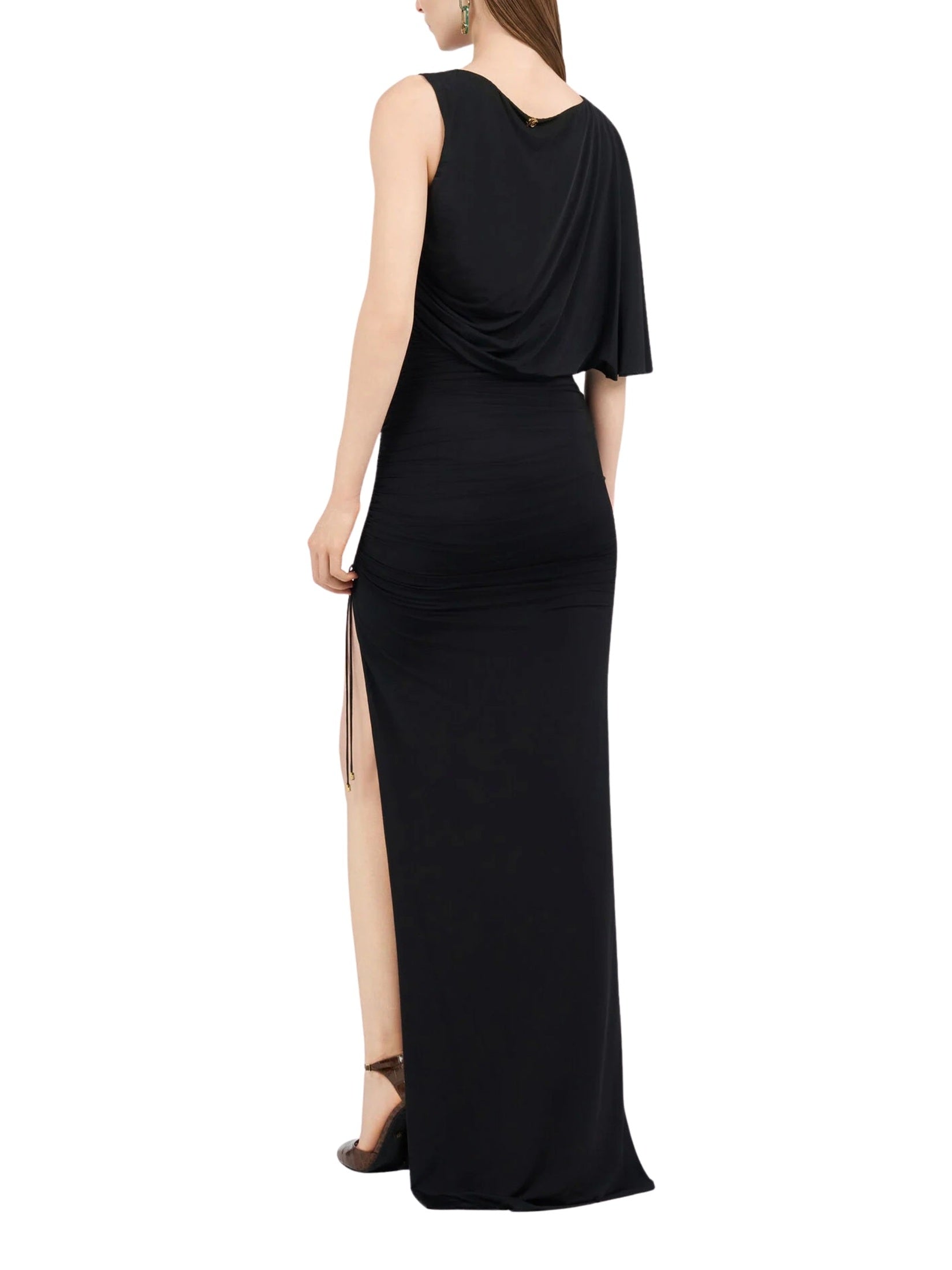 Asymmetric draped maxi dress