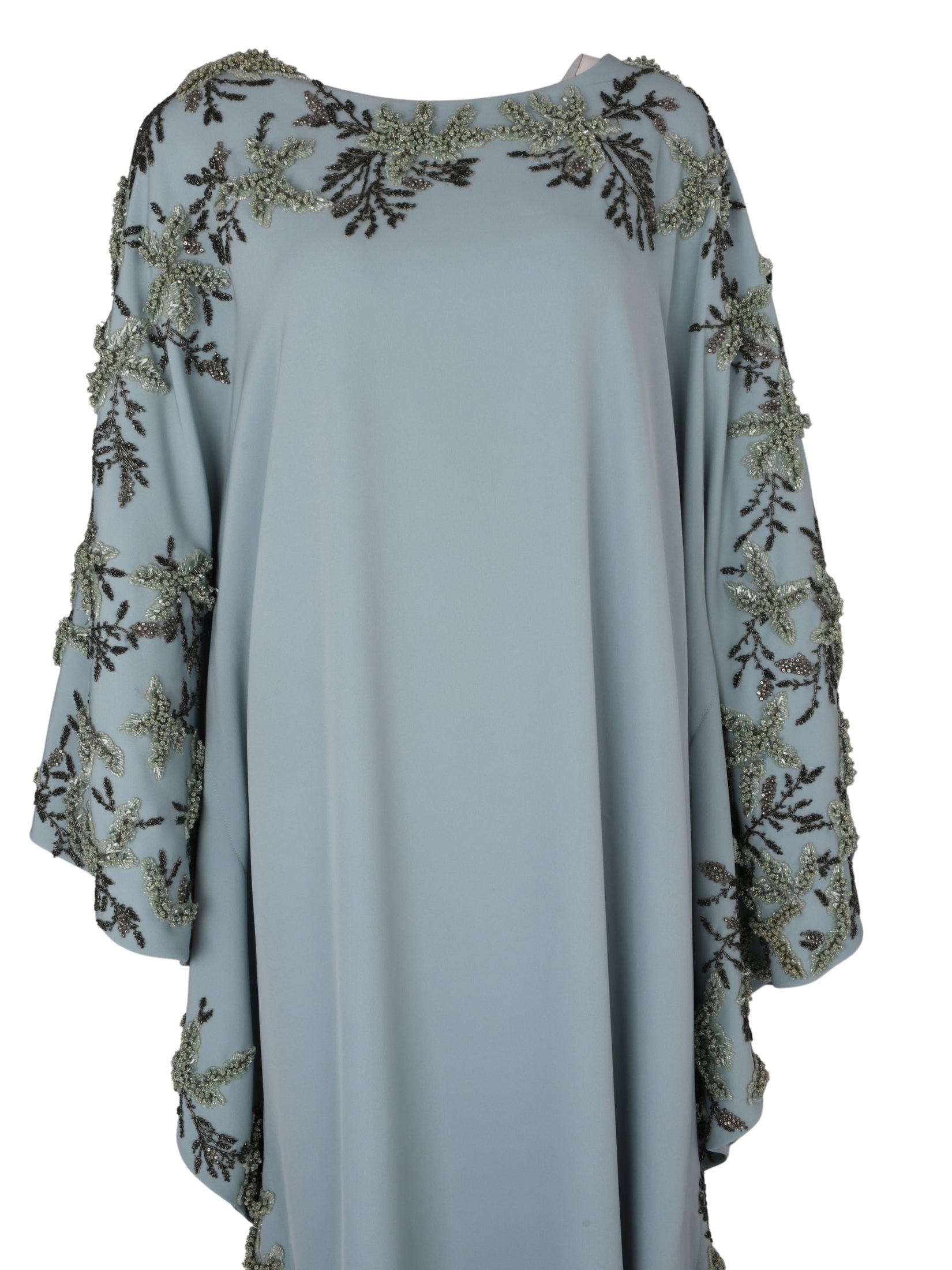 Hand embroiderd flowers -long sleeve dress-kaftan cut dress