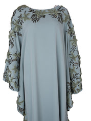 Hand embroiderd flowers -long sleeve dress-kaftan cut dress