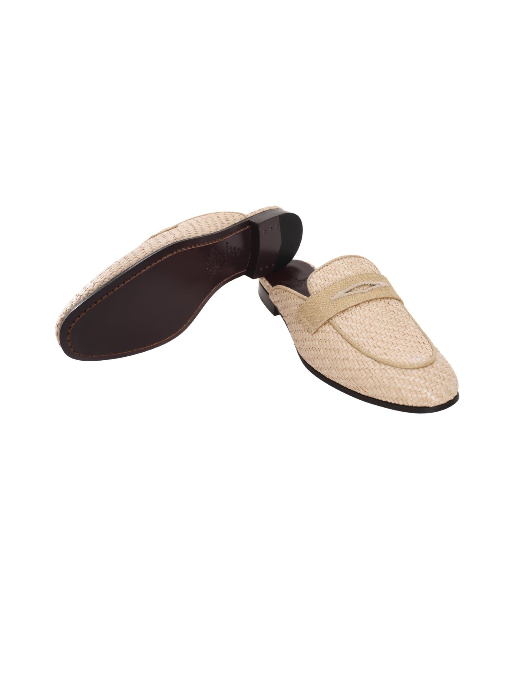 Beige cotton gomme slippers