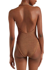 Sandy swim - a metallic crinkle metallic cocoa