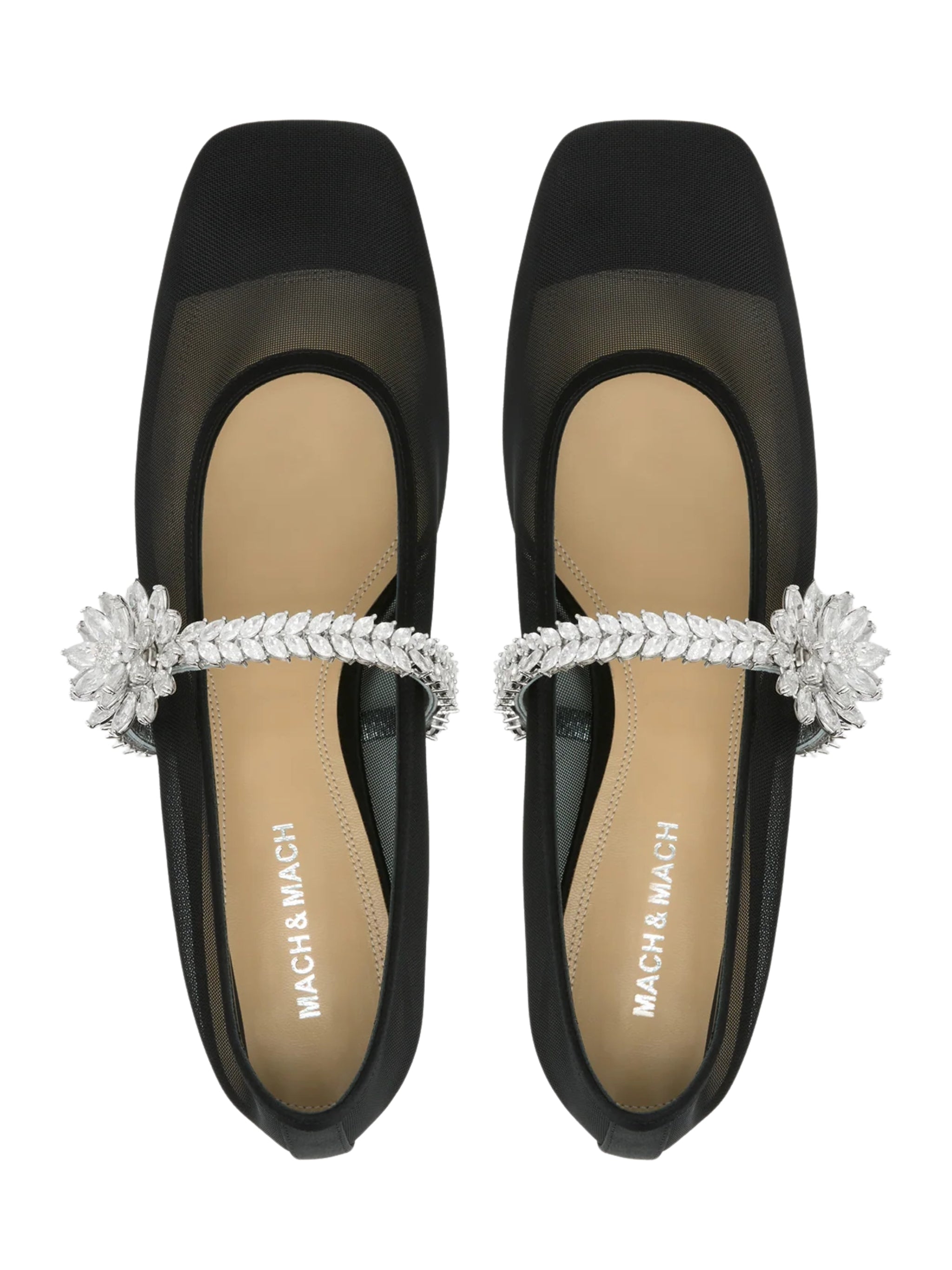 Lotus Flower Jewelled Mesh Ballerinas (10Mm)