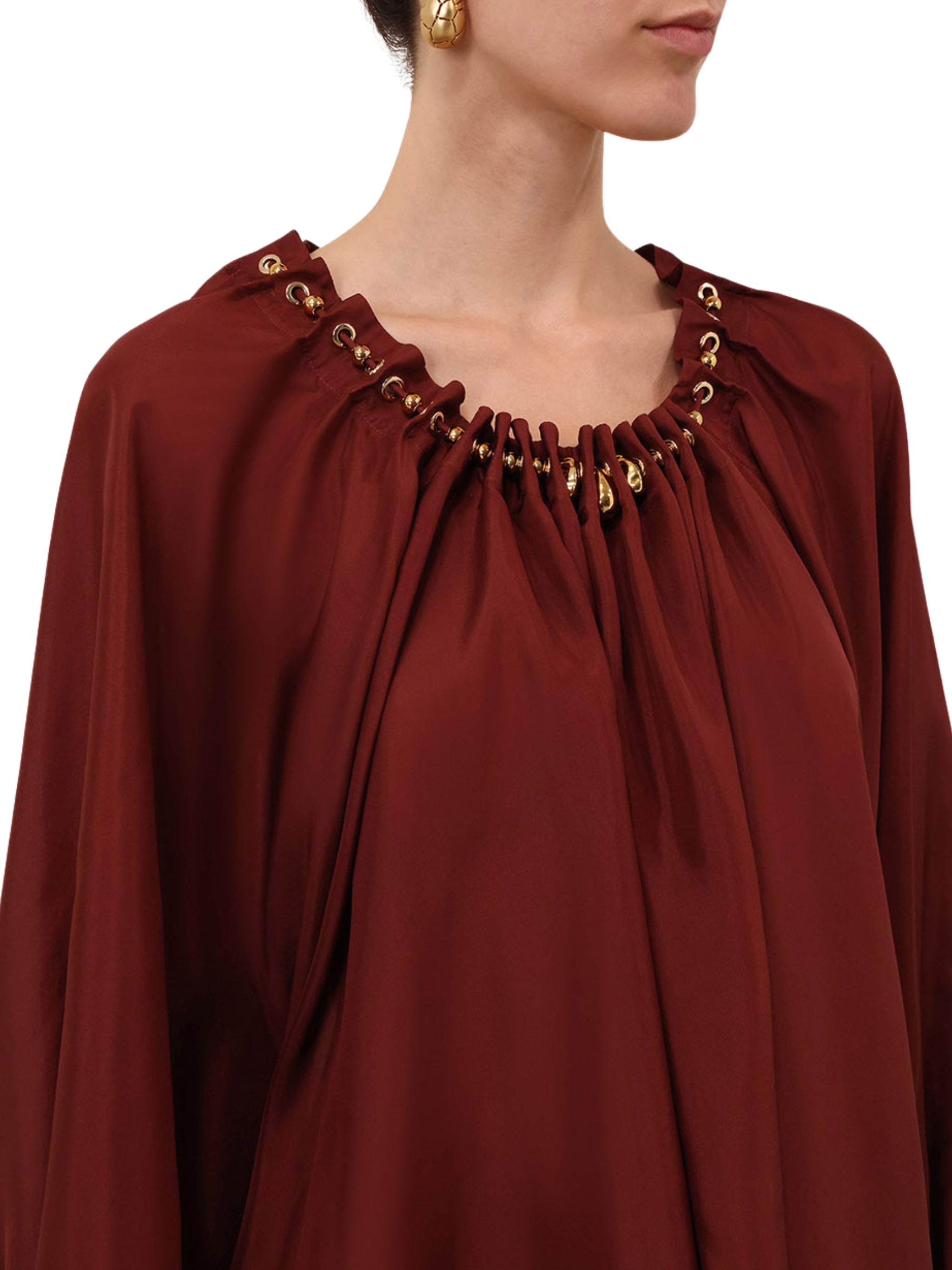 Aster gathered bead blouse