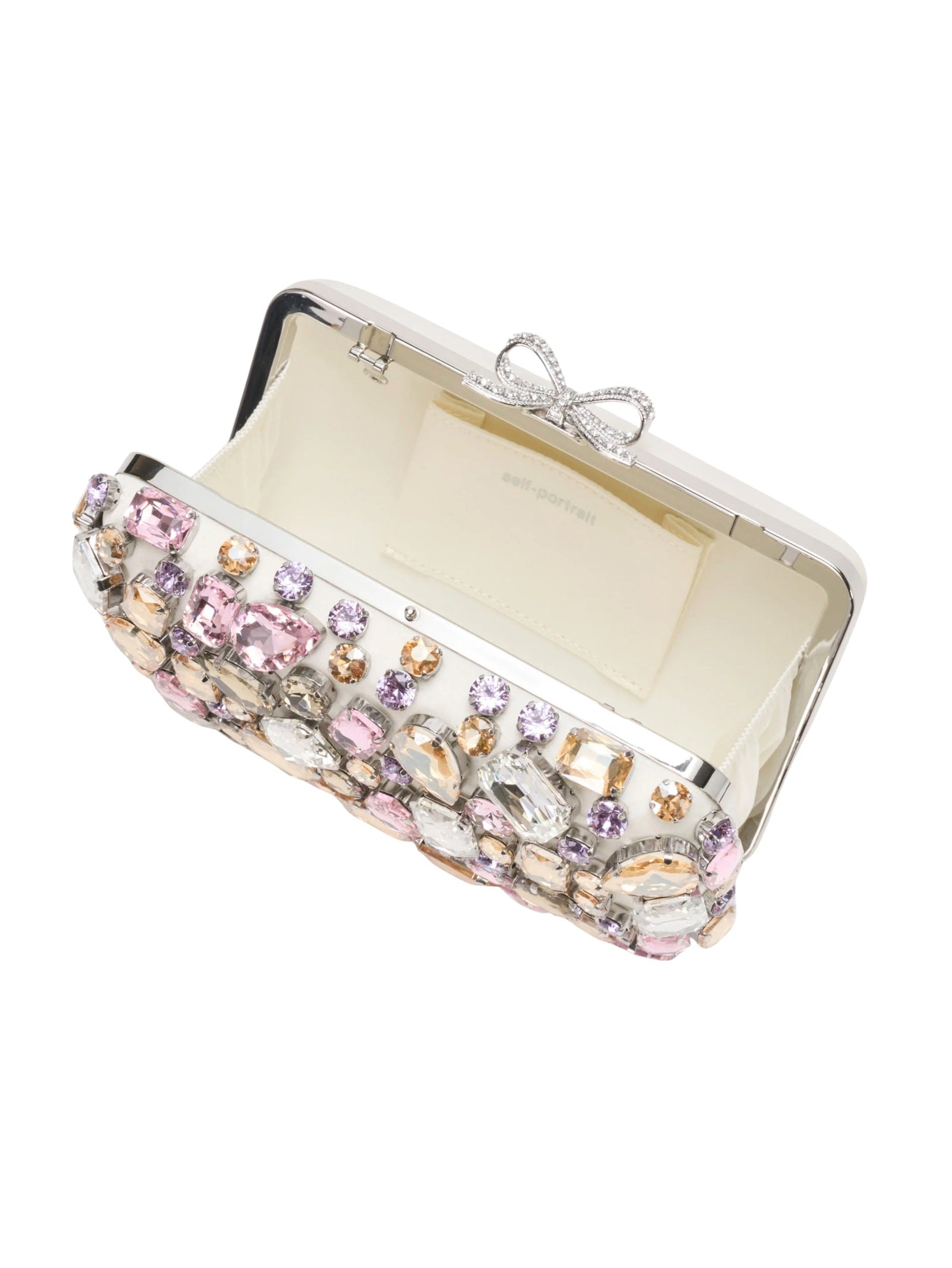 Multi crystal embellished clutch bag