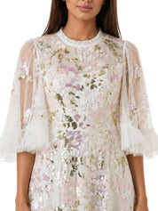 Wisteria sequin round neck ankle gown