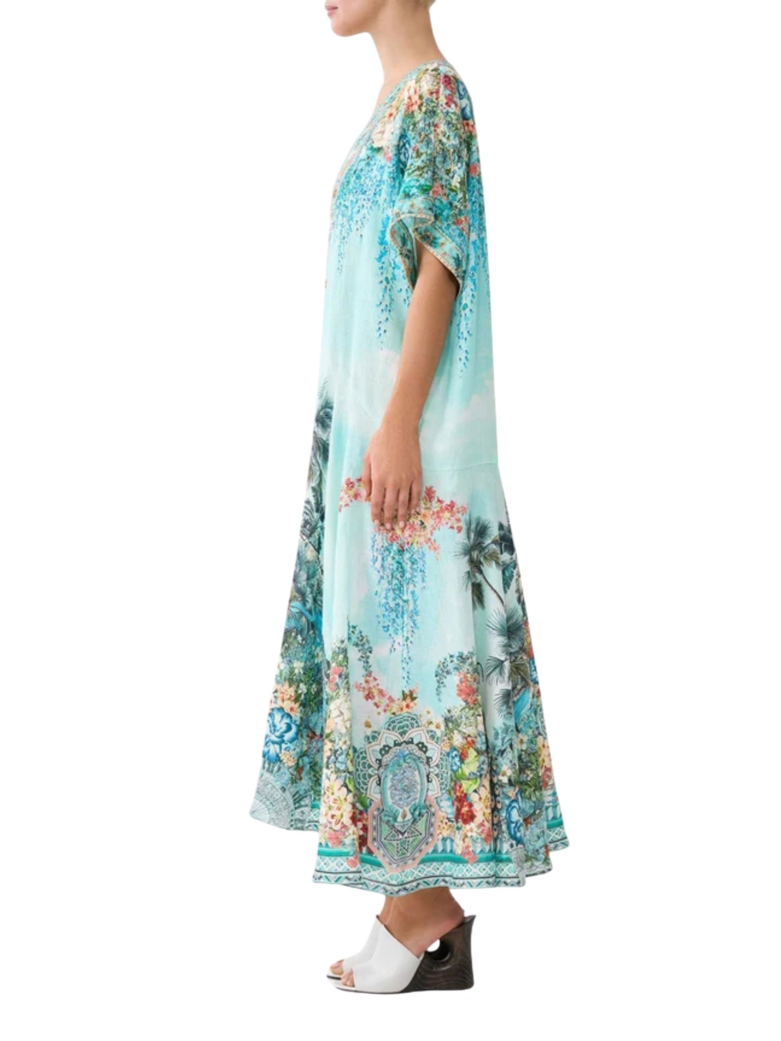 V neck kaftan with drop waist