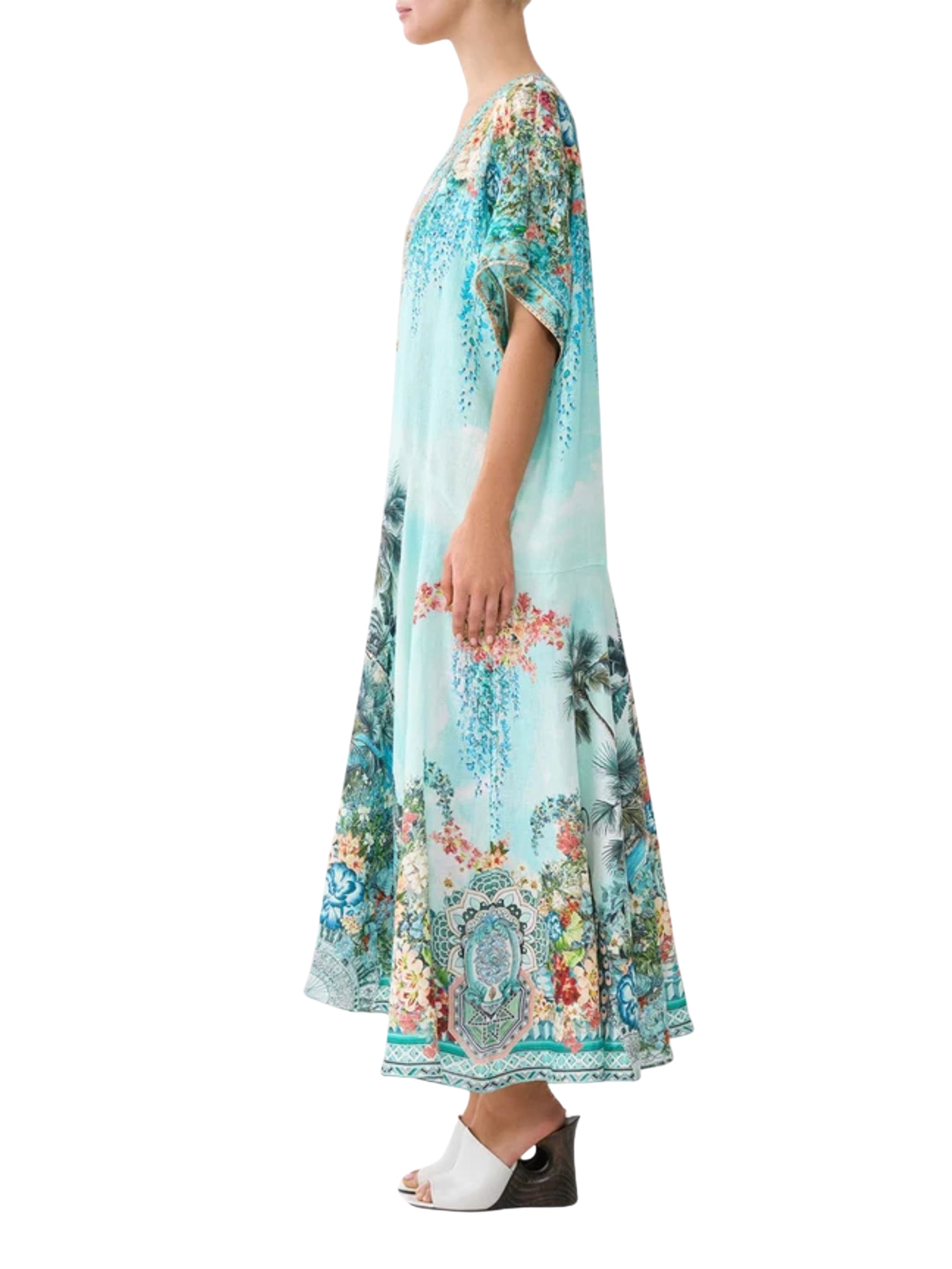 V neck kaftan with drop waist