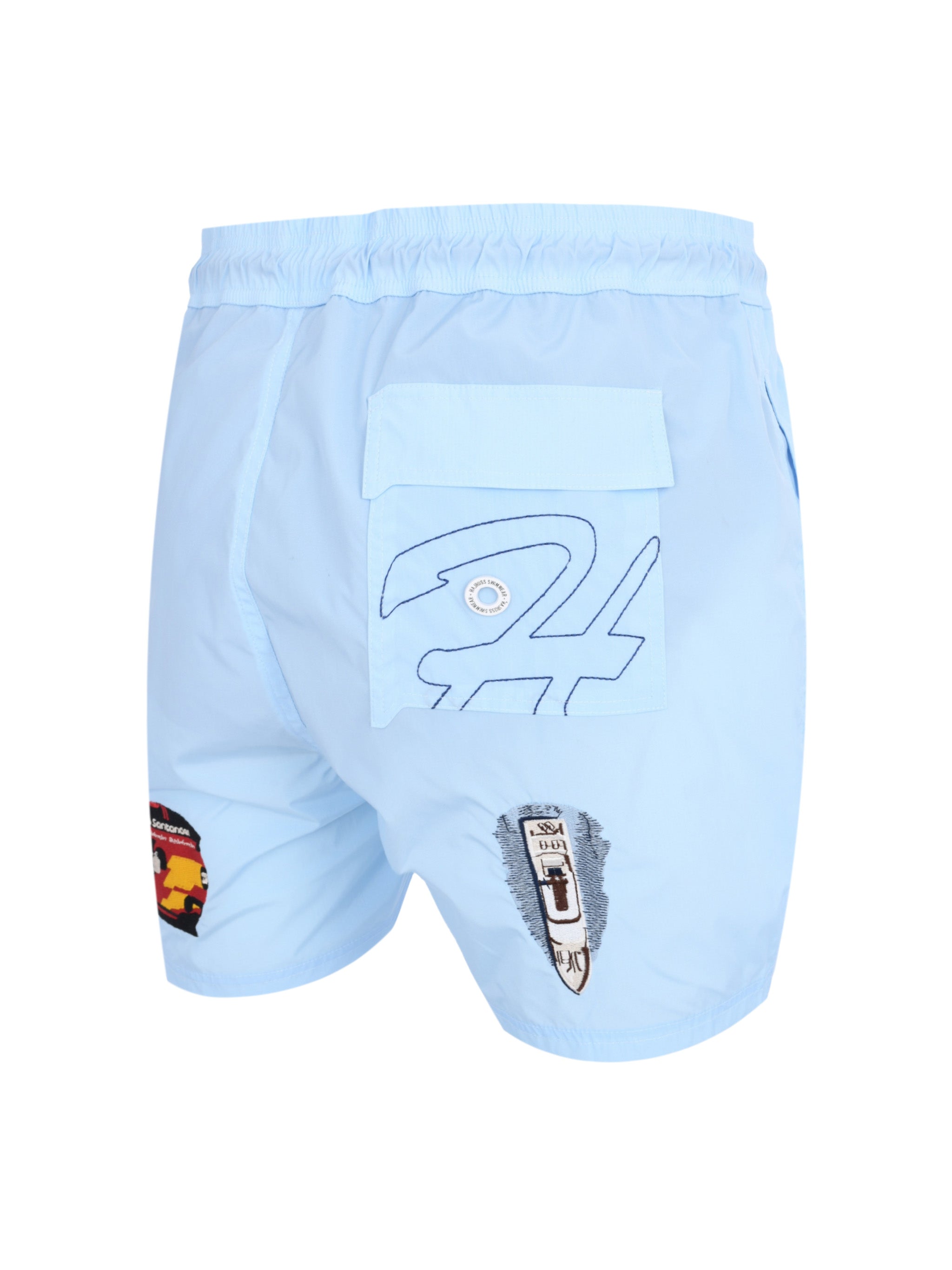 BABY BLUE PATCHES SWIMSHORTS (HIGH TIDE)