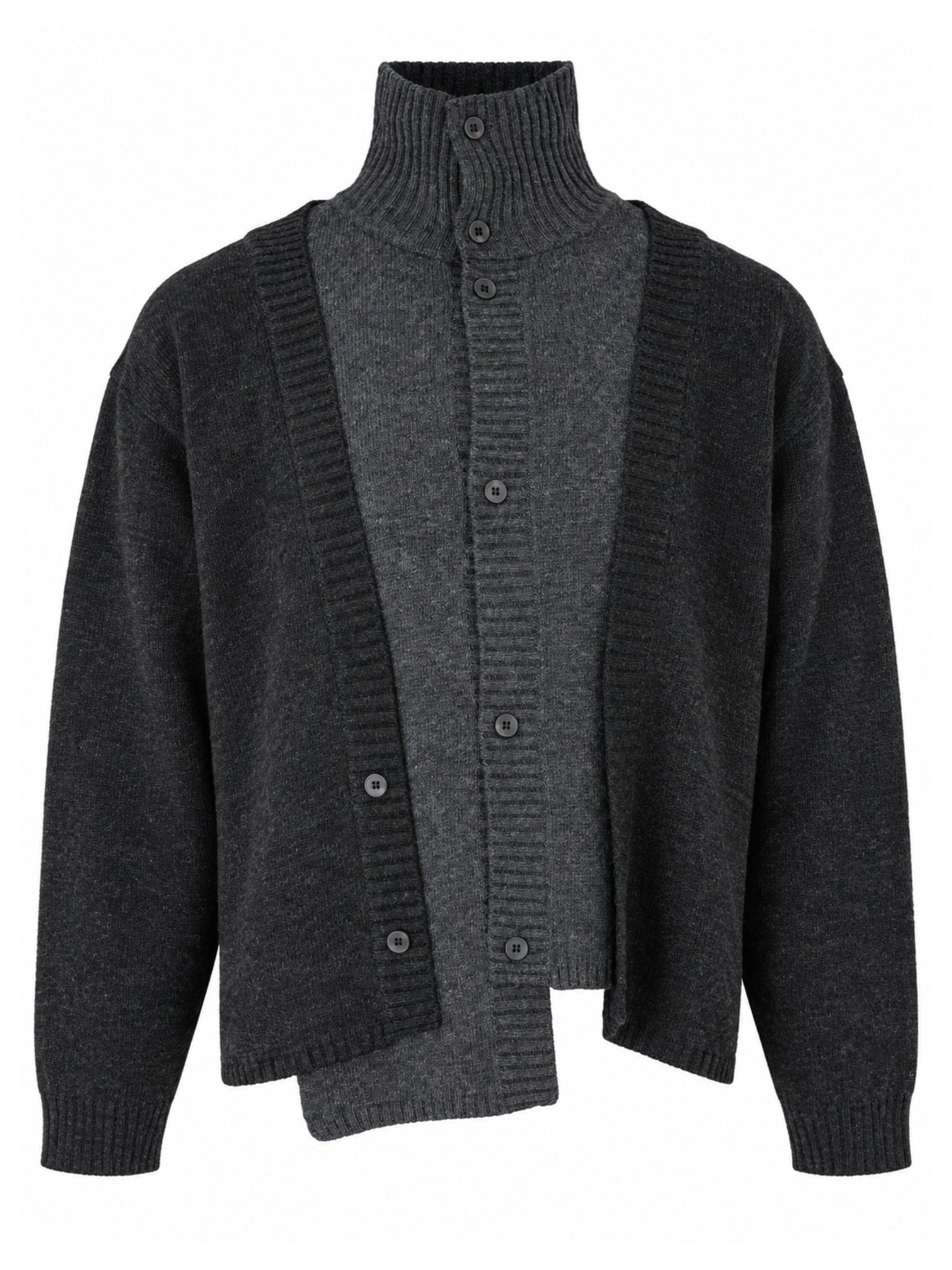 Double layered turtleneck cardigan