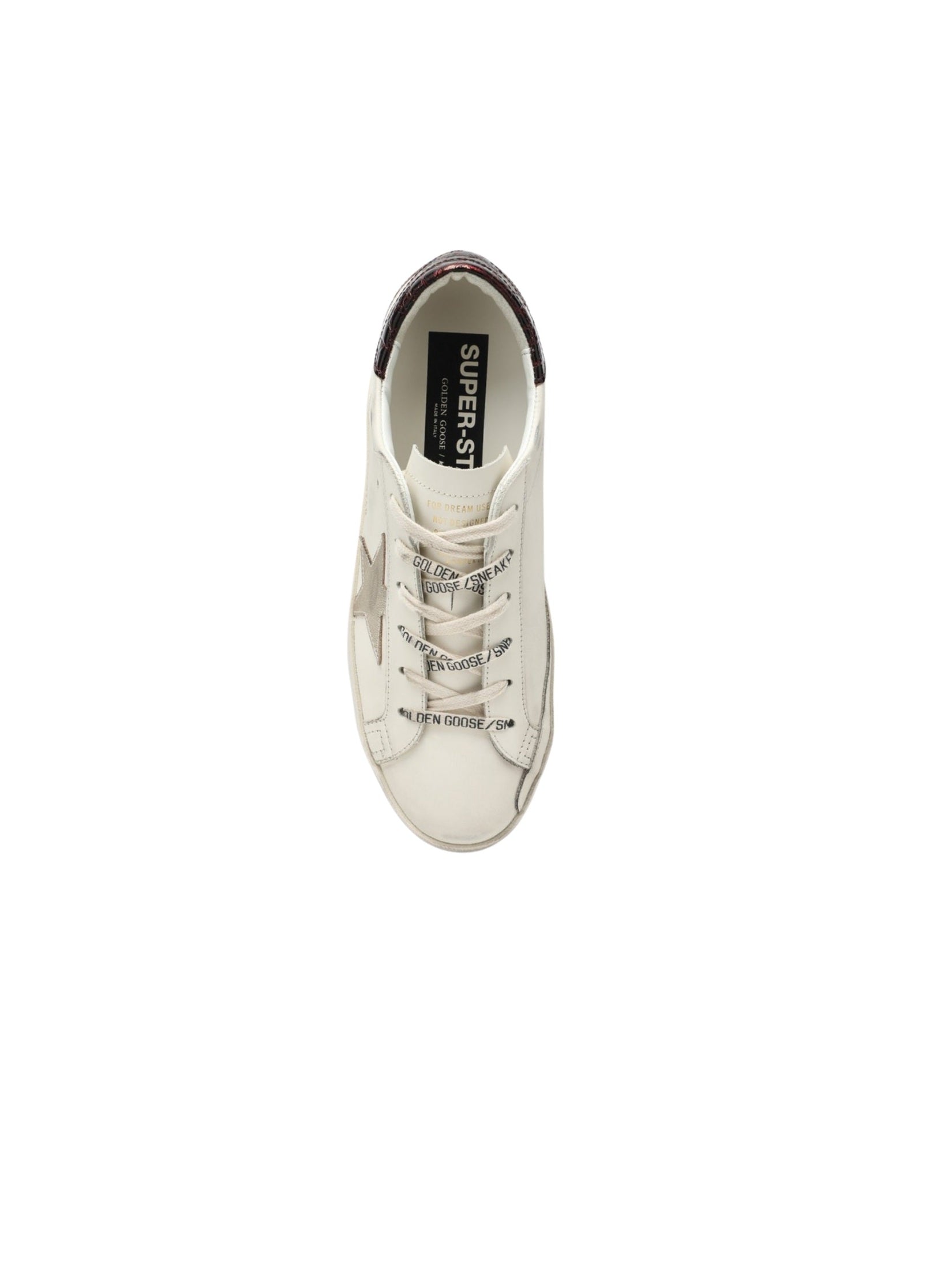 Super star leather upper and toe laminated star cocco print heel and spur