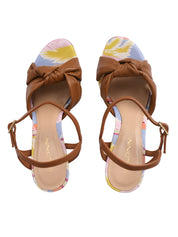 Sandal tulip print & nappa multicolor & tan