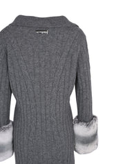 THE LONG CABLE KNIT DRESS WITH CUFFS IN STORM