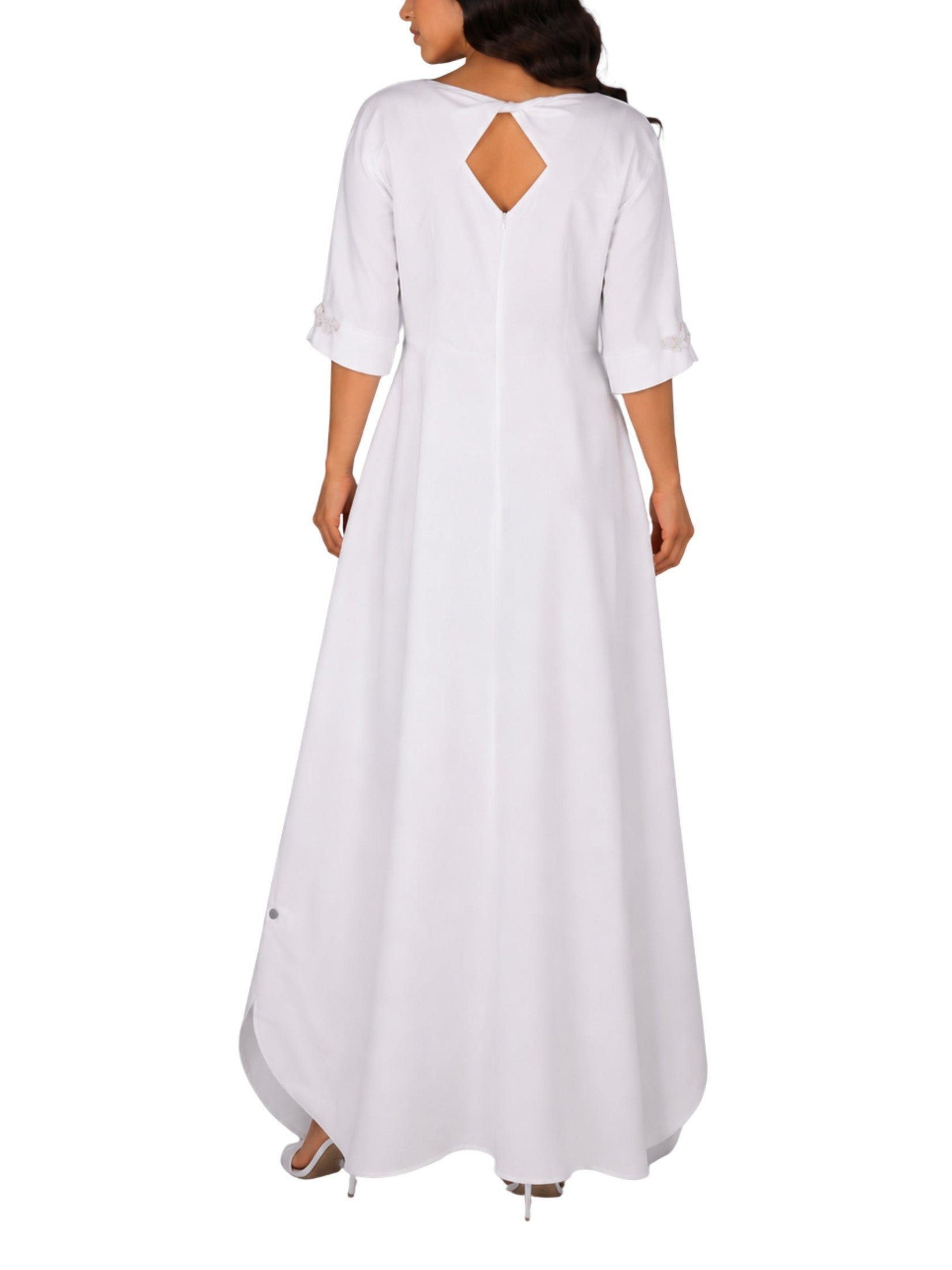 Hand embroiderd  -short sleeve dress-waist cut dress