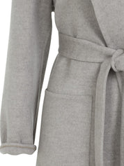 WOOL CASHMERE DOUBLE TOPCOAT PATCH POCKETS AND SELF BELT