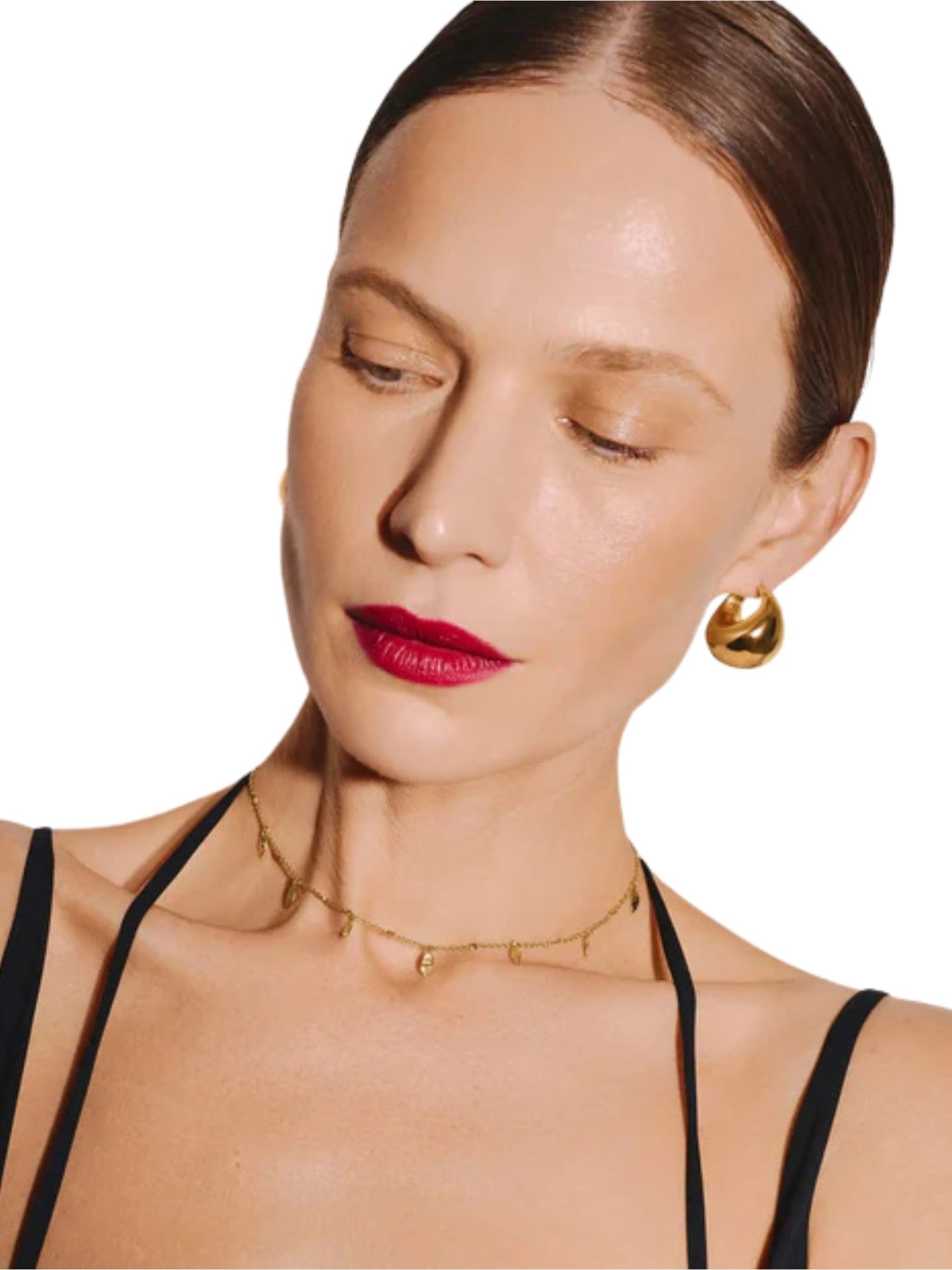 Sculptural chubby dome medium hoop earrings