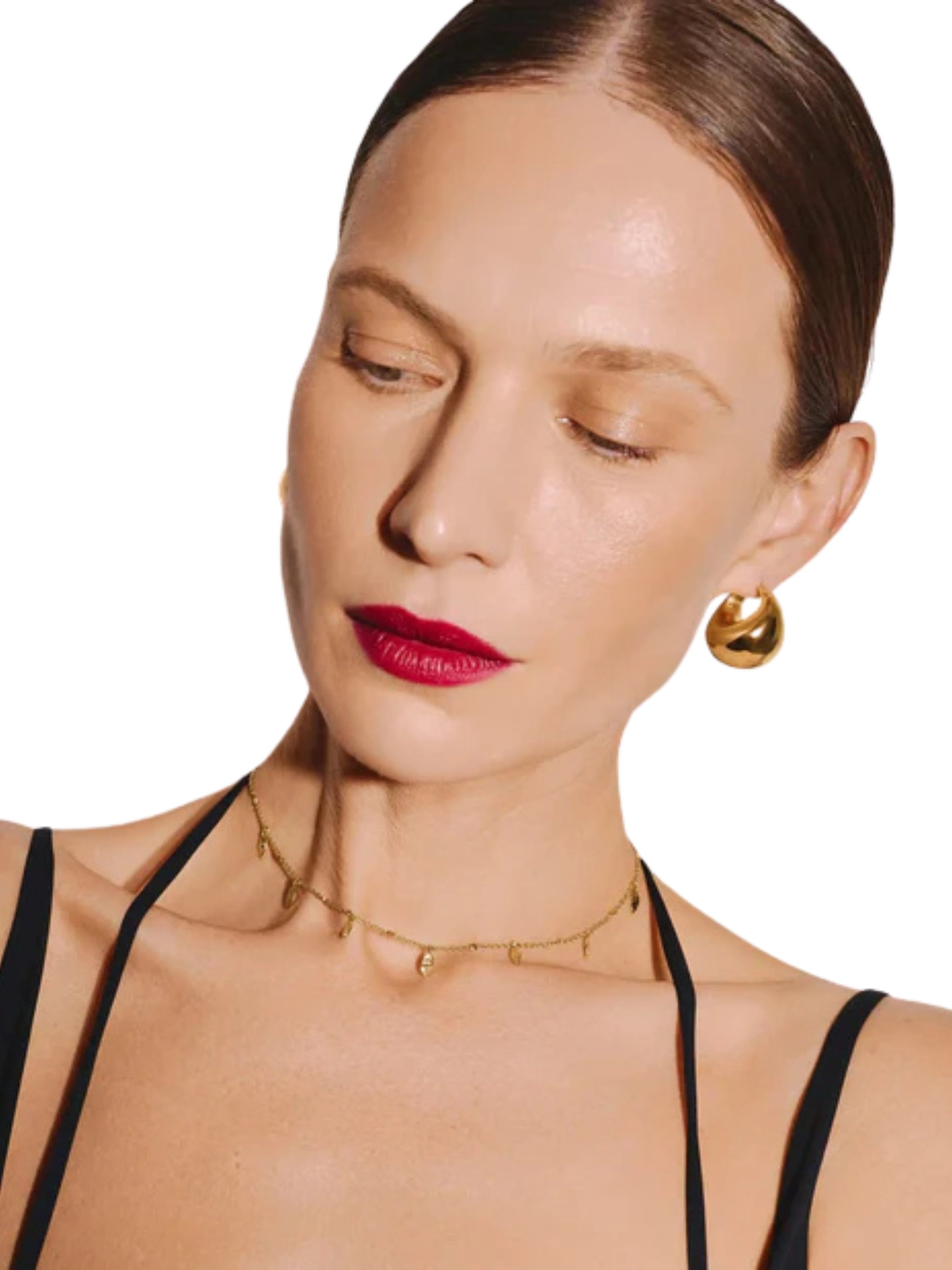 SCULPTURAL CHUBBY DOME MEDIUM HOOP EARRINGS