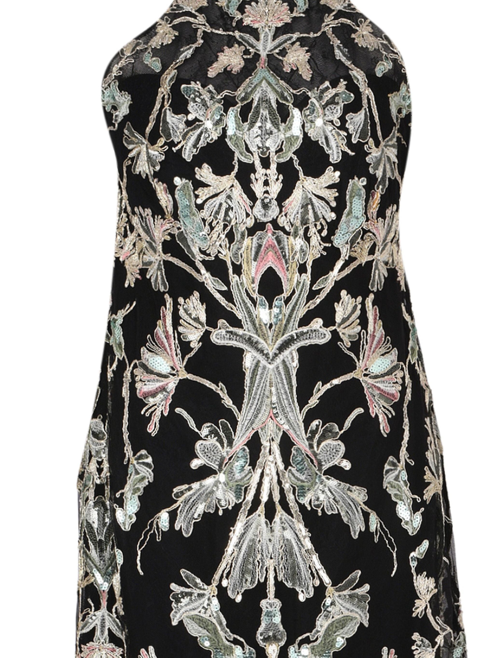 Embroidered Halter-Neck Lace Dress