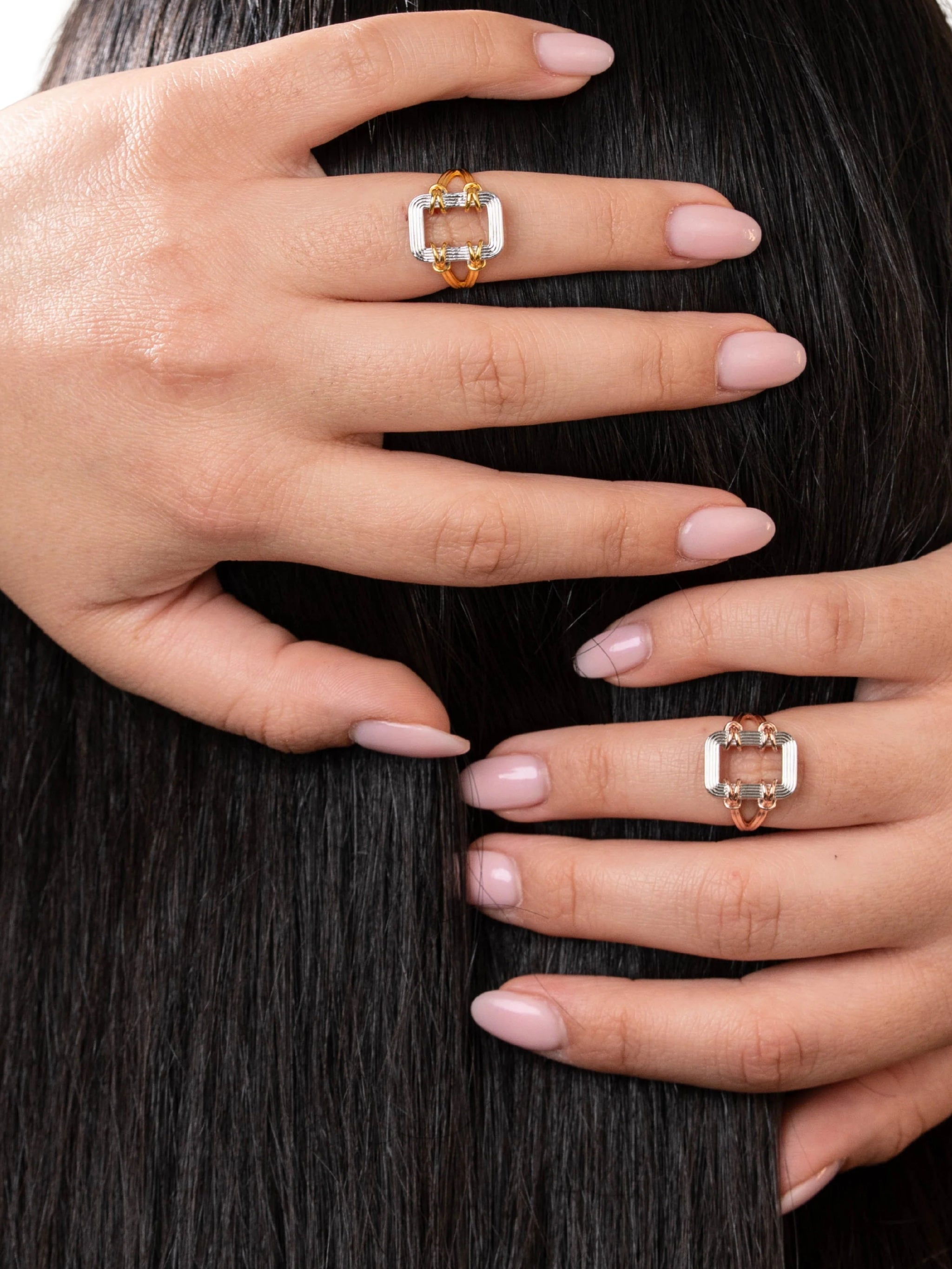Asha ring in in sterling silver & 18k rose gold vermeil and rhodium