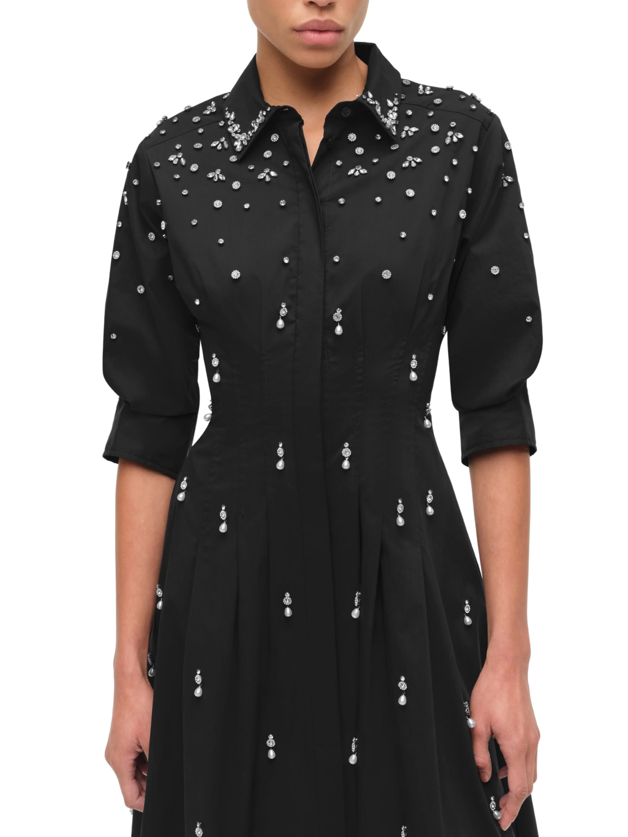 Jazz Embellished Pintuck Midi Dress