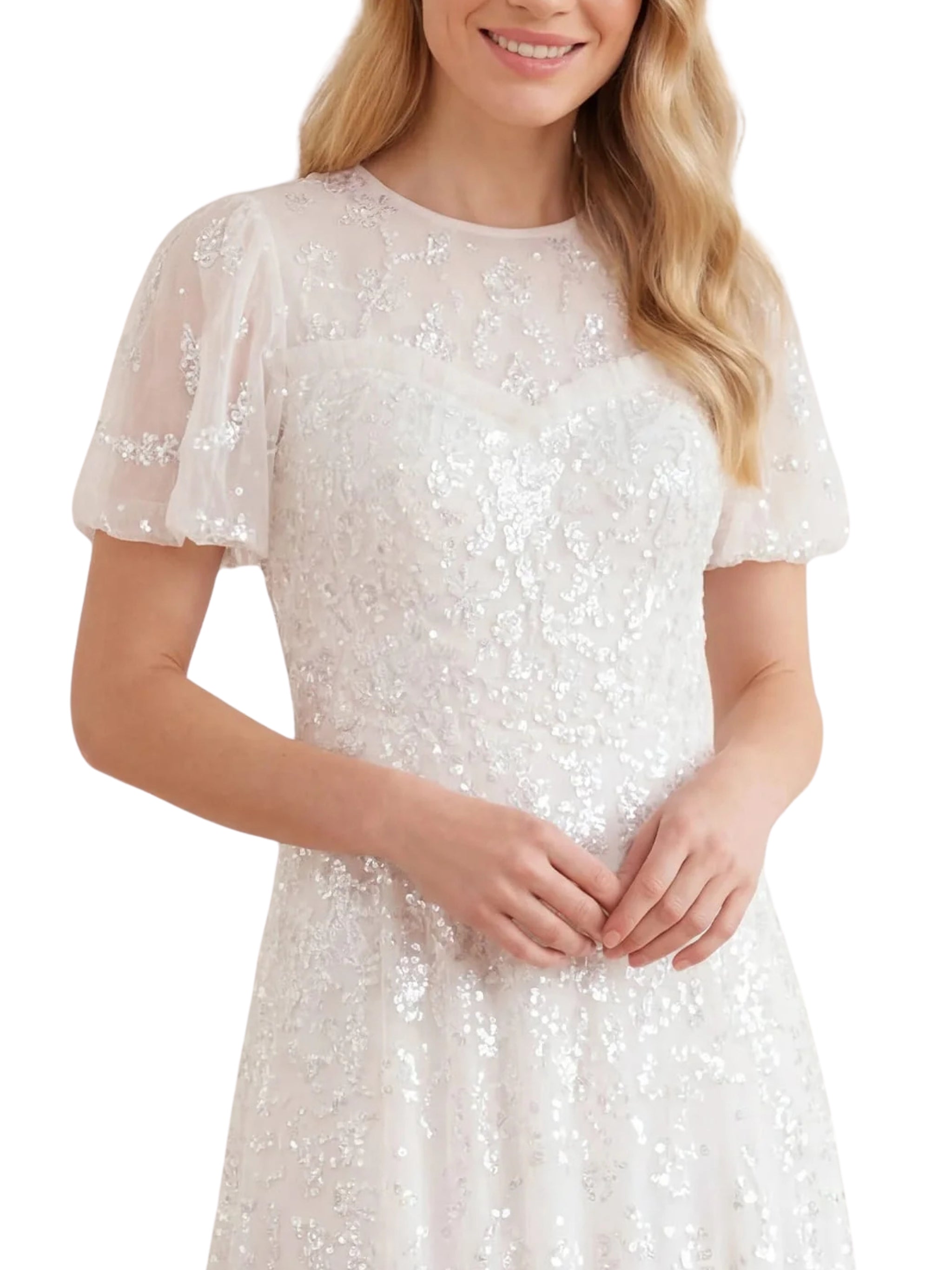 Anais sequin short sleeve gown