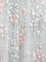 VERSAILLES DITSY CAPE SLEEVE ANKLE GOWN