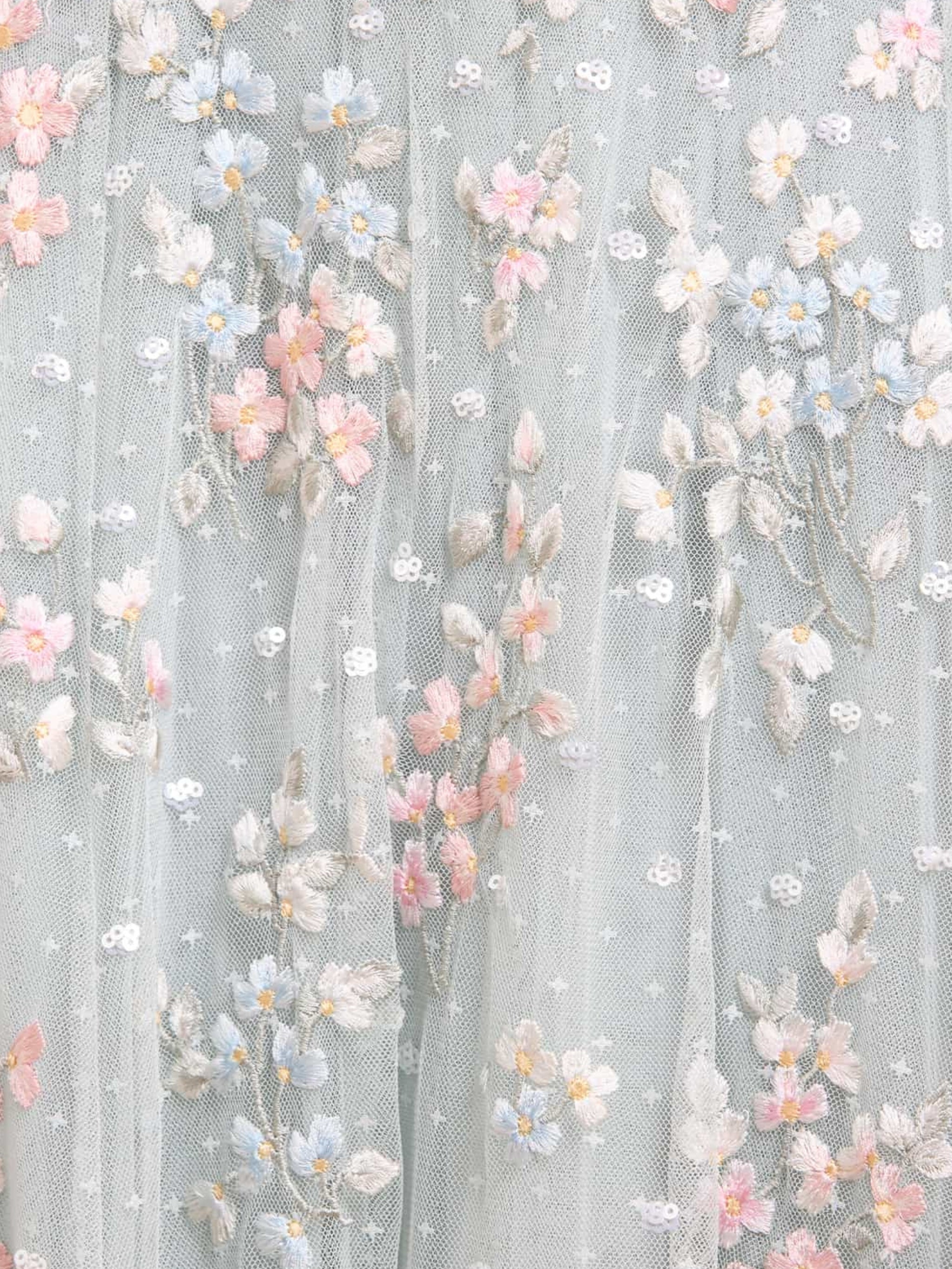 VERSAILLES DITSY CAPE SLEEVE ANKLE GOWN