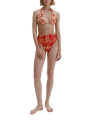 High rise bikini bottom with extrahigh cut leg