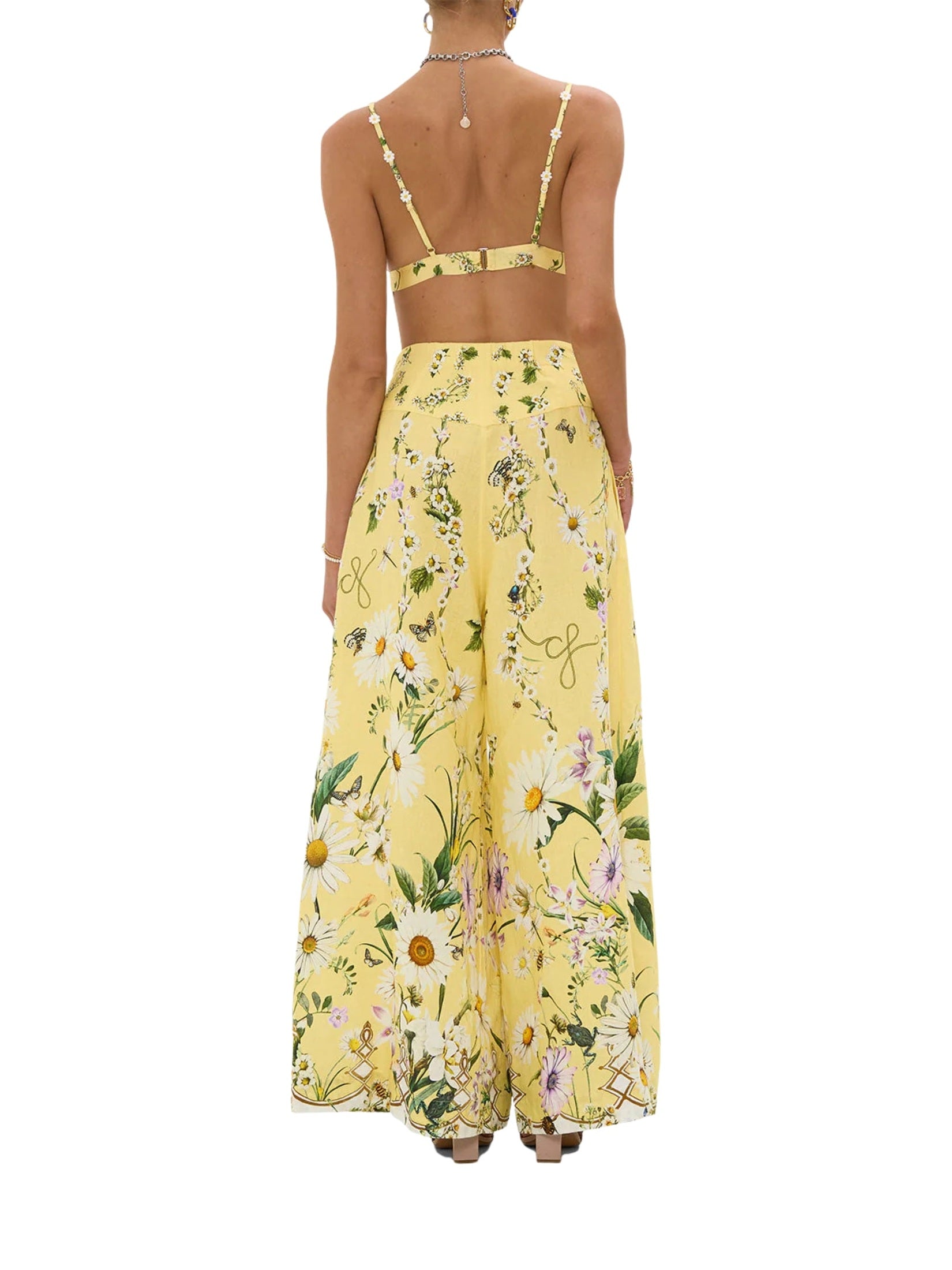 Corset waist wide leg pant