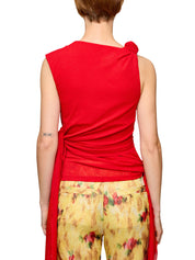 Marl mesh tie knot tank top