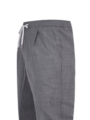 Pantalone soft 1 pleats diagonal pkts zipped back pkts leather det elastic w.band external drawstring
